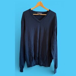 Men's Brooks Brothers Large/L Navy Blue  Supima Cotton V-Neck Sweater‎ Classic